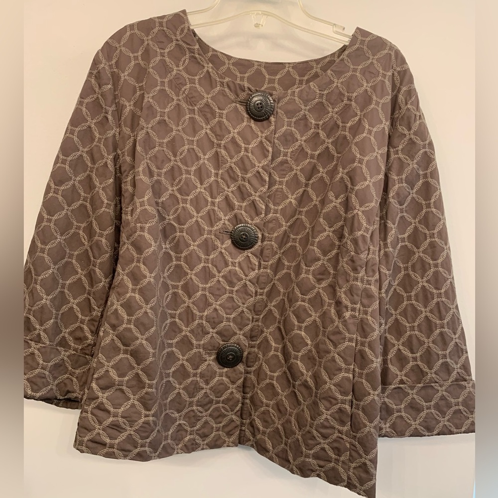 J Jill Jacket Brown with ring overlay stitching;